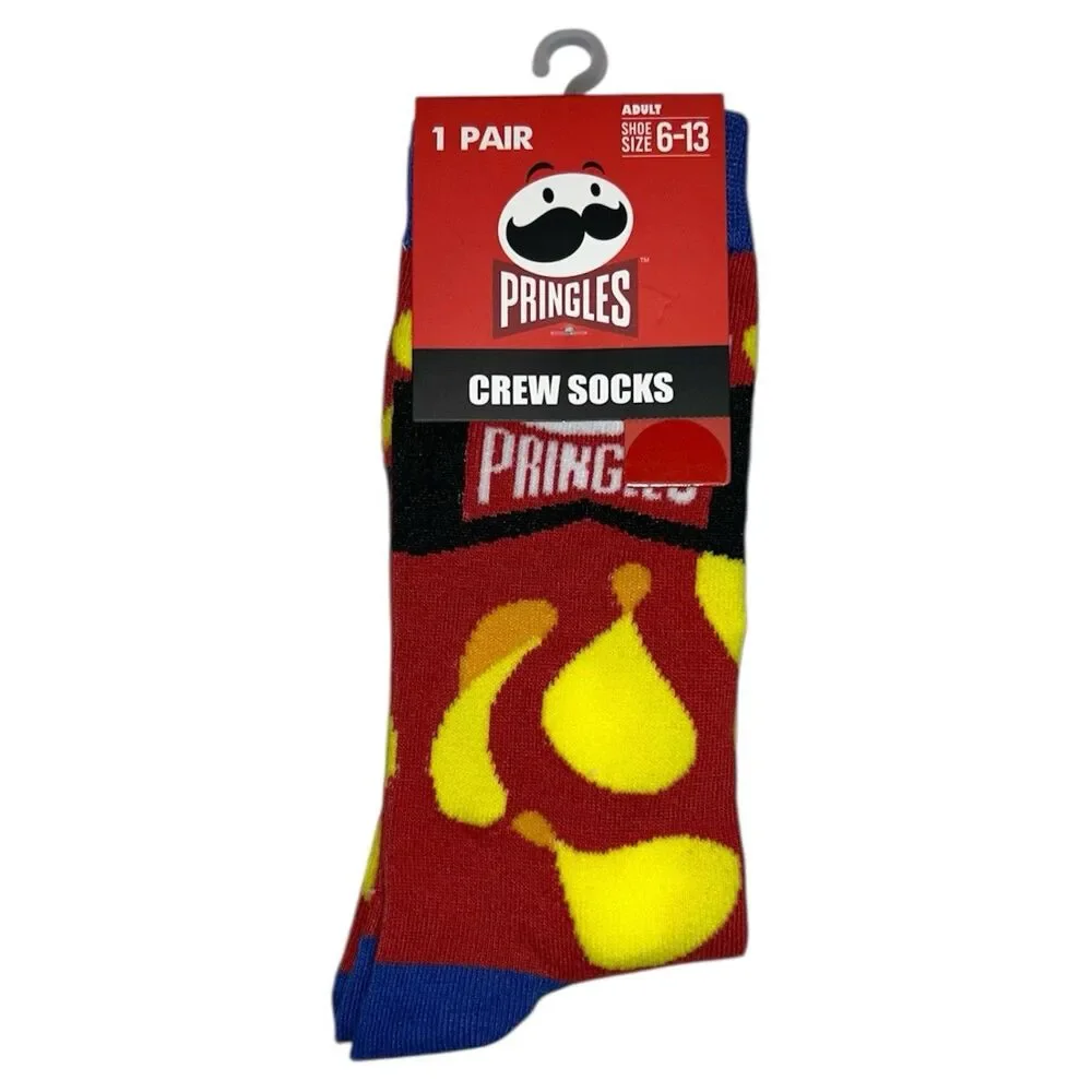 1x Pringles Potatoes Crisps Novelty Fun Crew Socks Size 6-13
